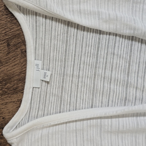 J. JILL Women's XL White Long Button Up Striped Cardigan - Picture 3 of 5